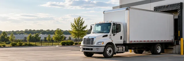 A box truck backed up to a loading dock